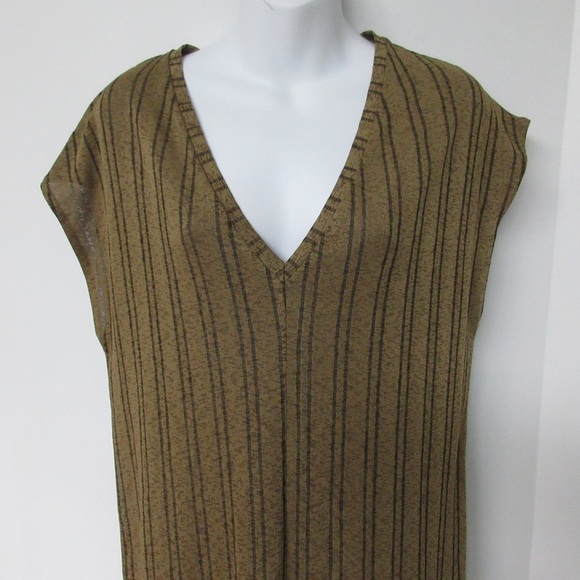 ZARA Trafaluc Dress Small Shift Gold Stripe Loose - Picture 2 of 6